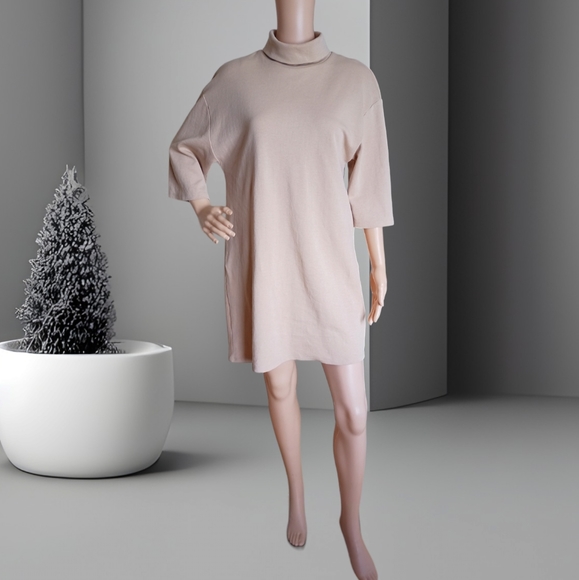 Zara Women's Oversized Turtleneck Cream Sweater Dress - Picture 2 of 16